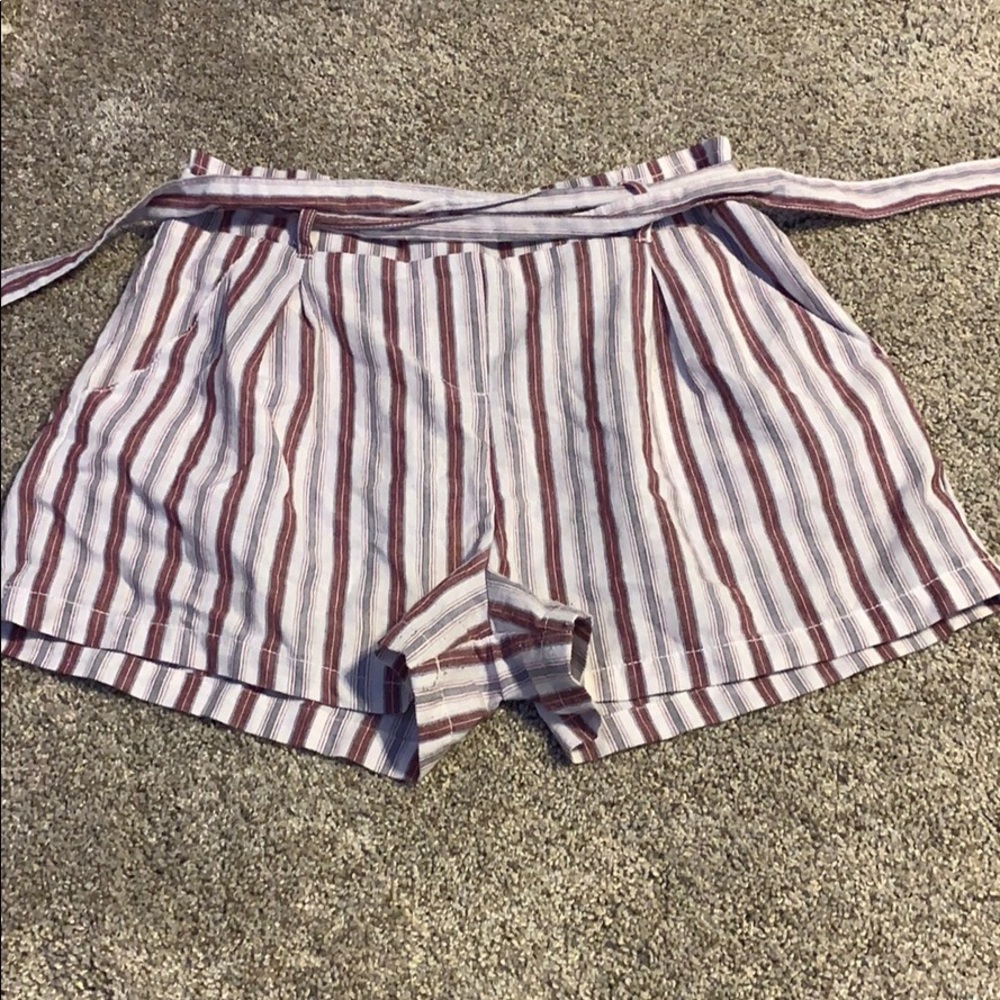 colorful stripped paper bag shorts